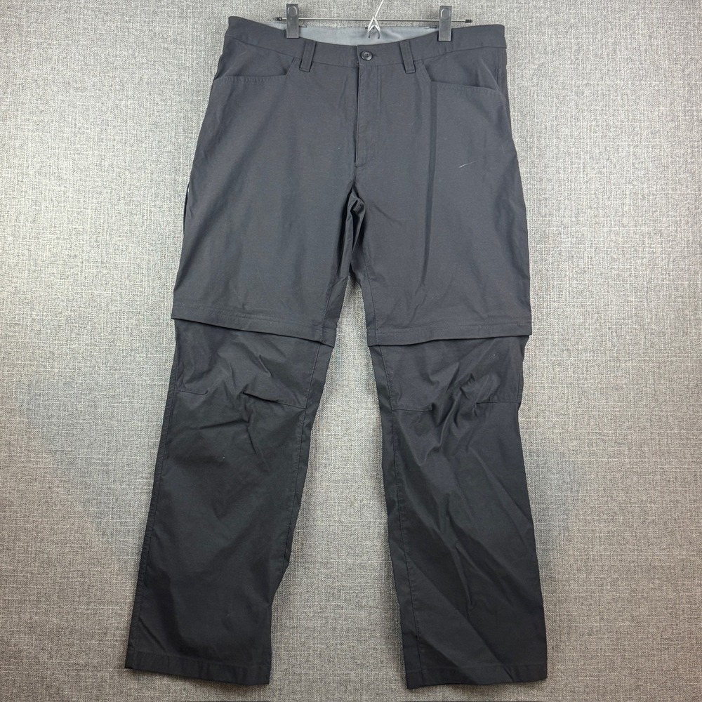 Eddie Bauer Pants Mens 38x32 Black Convertible Zip Off Hiking Outdoor Cargo‎